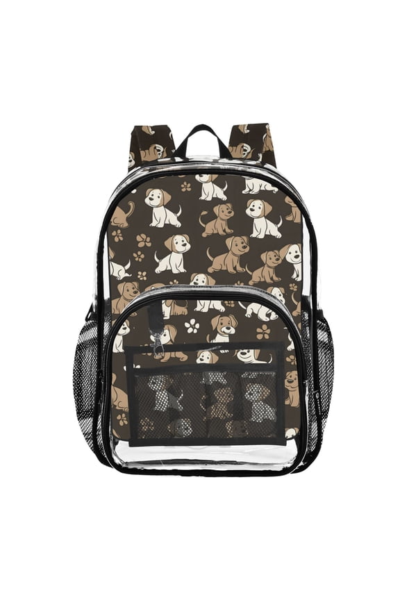 Clear Backpack Dogs Cute Footprint PVC Transparent BookBag