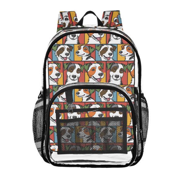 ALAZA Clear Backpack Dogs on Checkered PVC Transparent BookBag