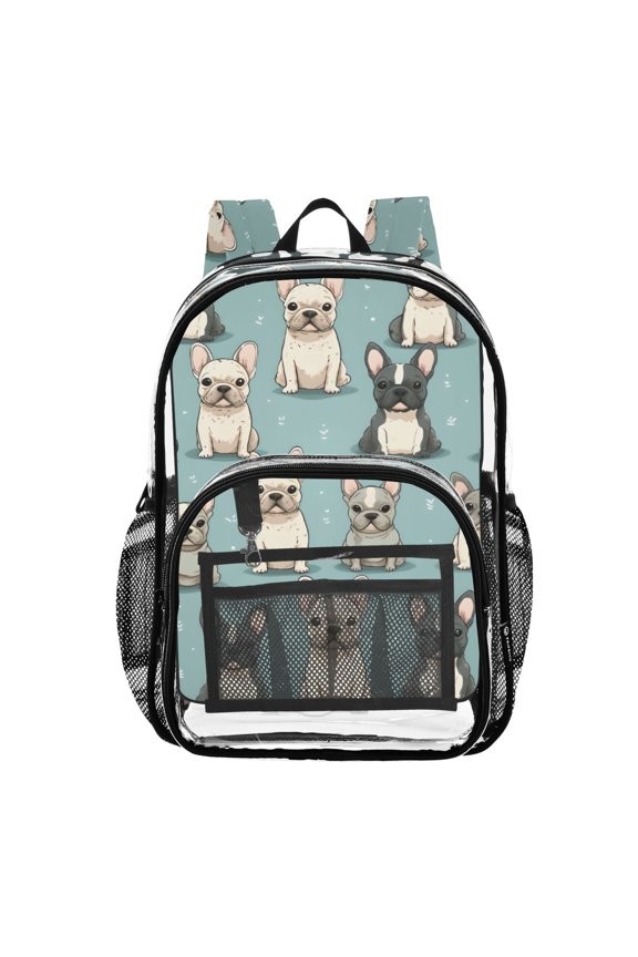 Clear Backpack Dogs with Blue PVC Transparent BookBag