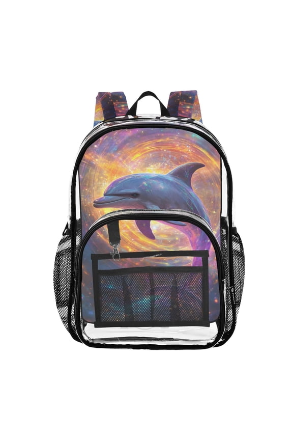 Clear Backpack Dolphin Magic PVC Transparent BookBag