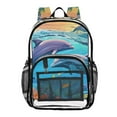 thumbnail image 1 of ALAZA Clear Backpack Dolphins Sunset PVC Transparent BookBag, 1 of 7