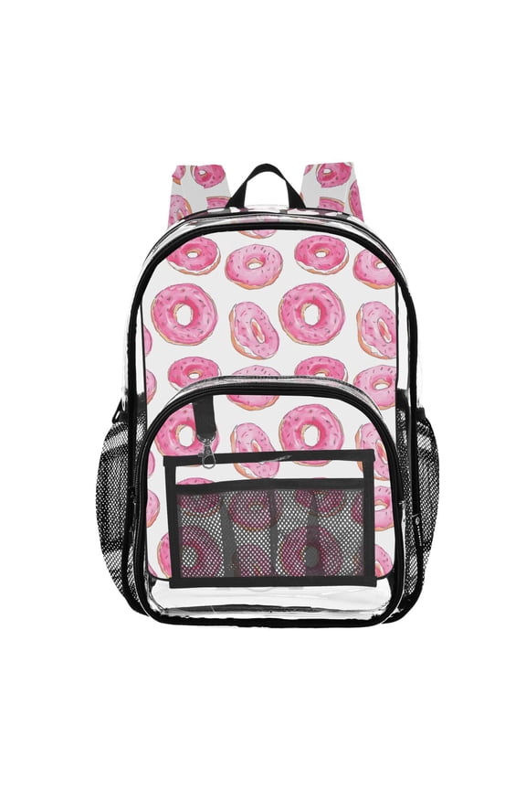 Clear Backpack Donut Pattern PVC Transparent BookBag