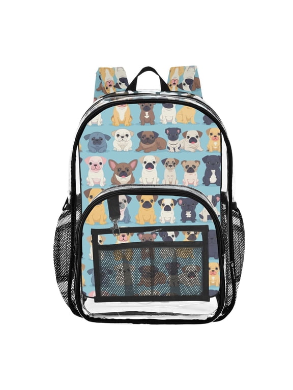 Clear Backpack Doodle Animal Dog PVC Transparent BookBag