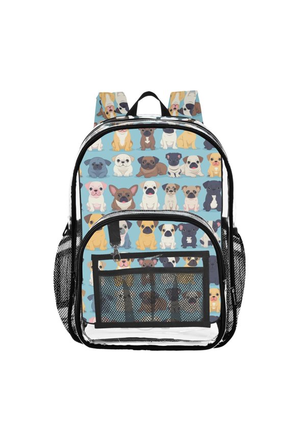Clear Backpack Doodle Animal Dog PVC Transparent BookBag