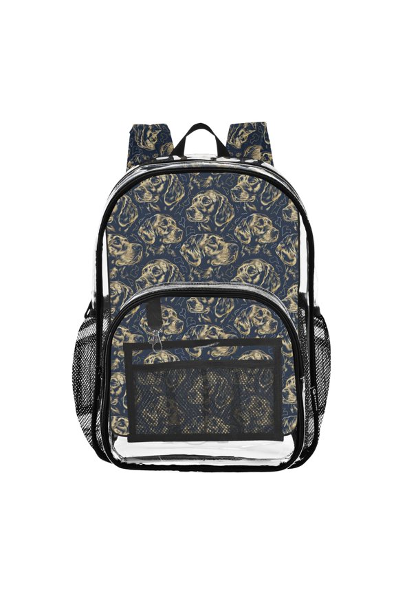 Clear Backpack Doodle Cute Dogs PVC Transparent BookBag