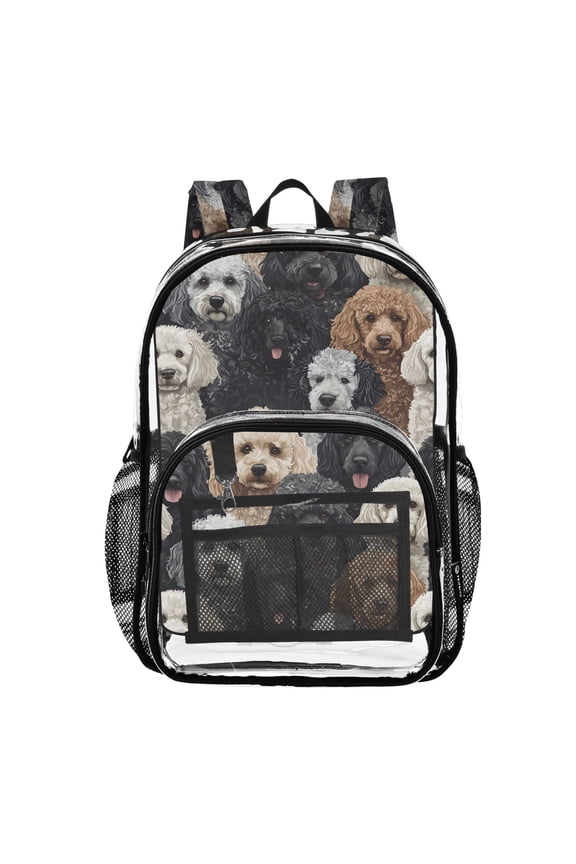 Clear Backpack Doodle Puppy Dog PVC Transparent BookBag