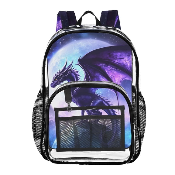 ALAZA Clear Backpack Dragon at Starry Night PVC Transparent BookBag