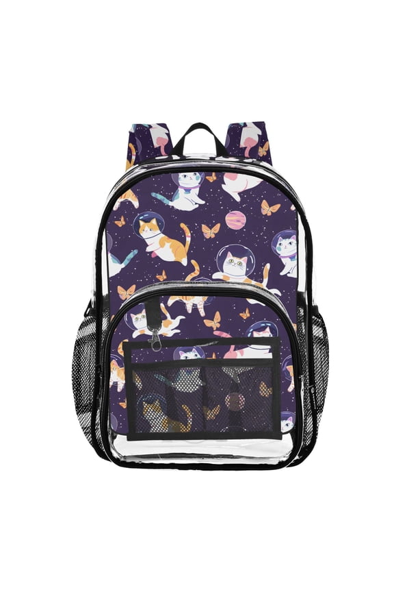 Clear Backpack Dreamy Cat Astronaut PVC Transparent BookBag