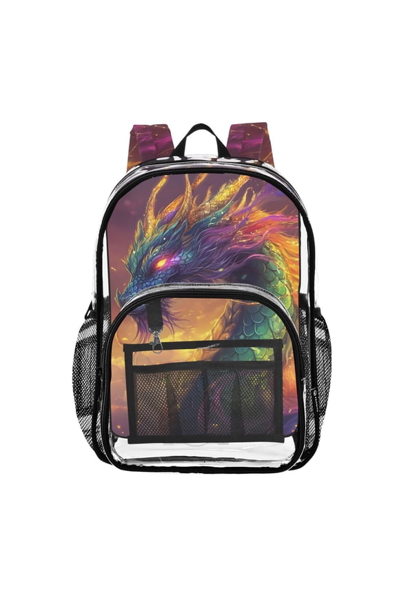 Clear Backpack Dreamy Dragon PVC Transparent BookBag