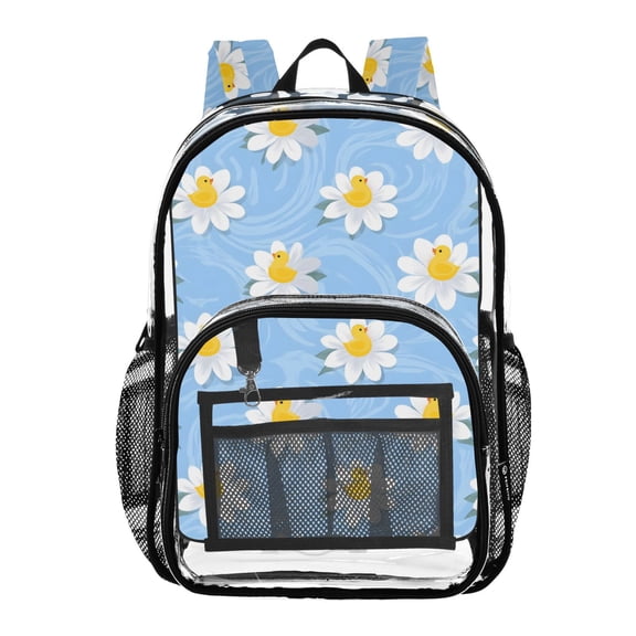 ALAZA Clear Backpack Duck on Daisy Floral PVC Transparent BookBag