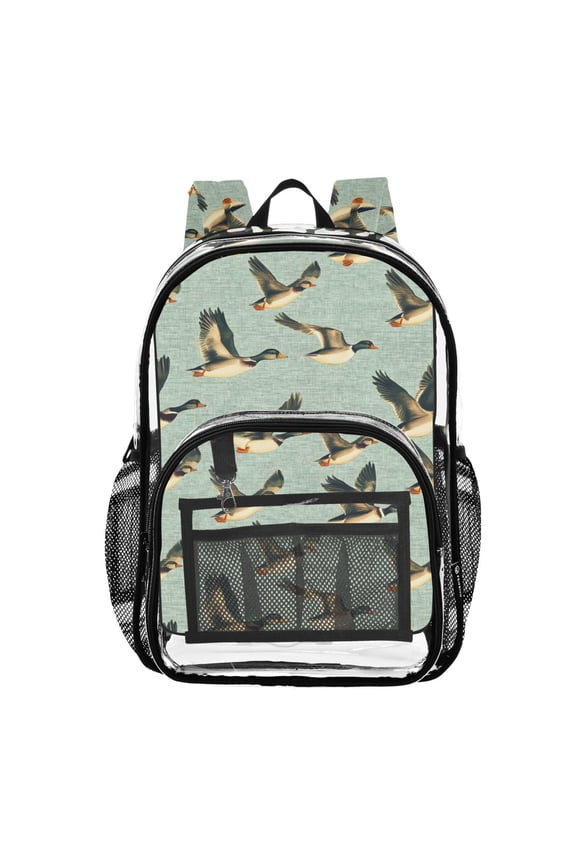 Clear Backpack Ducks Flying PVC Transparent BookBag