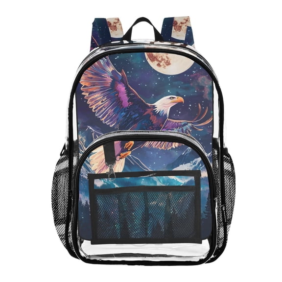 ALAZA Clear Backpack Eagle Starry Night PVC Transparent BookBag