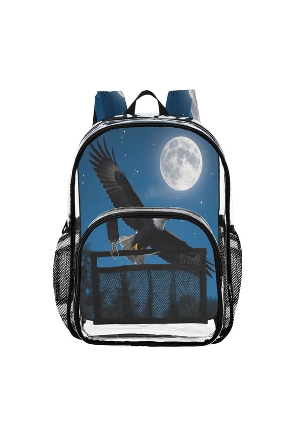 Clear Backpack Eagle at Night PVC Transparent BookBag