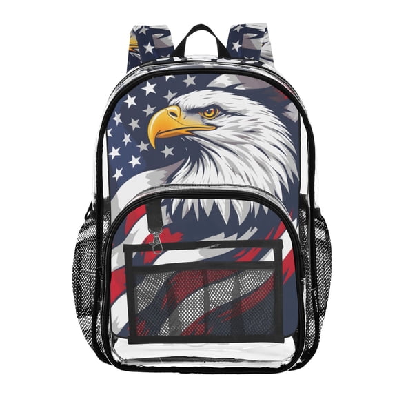 ALAZA Clear Backpack Eagle in Flag PVC Transparent BookBag