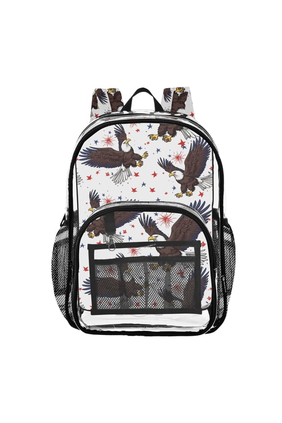 Clear Backpack Eagles Stars PVC Transparent BookBag