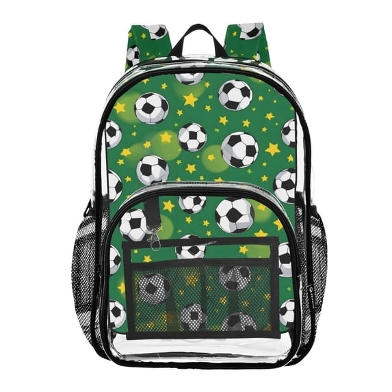 ALAZA Clear Backpack Football Stars Cartoon PVC Transparent BookBag