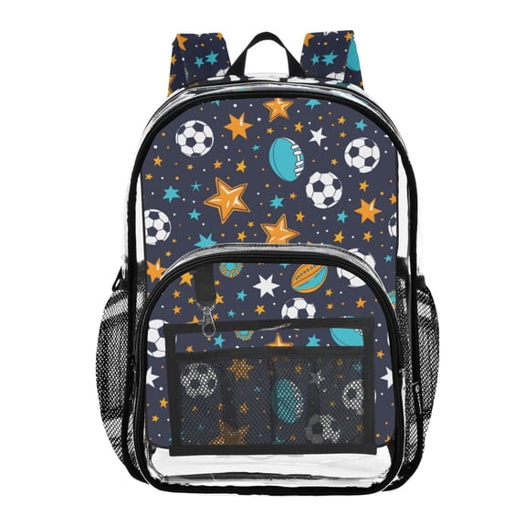 ALAZA Clear Backpack Football and Star PVC Transparent BookBag