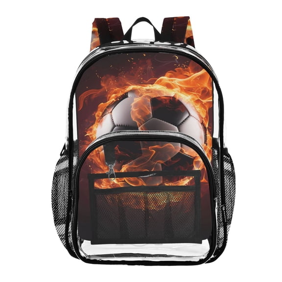 ALAZA Clear Backpack Football in Fire PVC Transparent BookBag