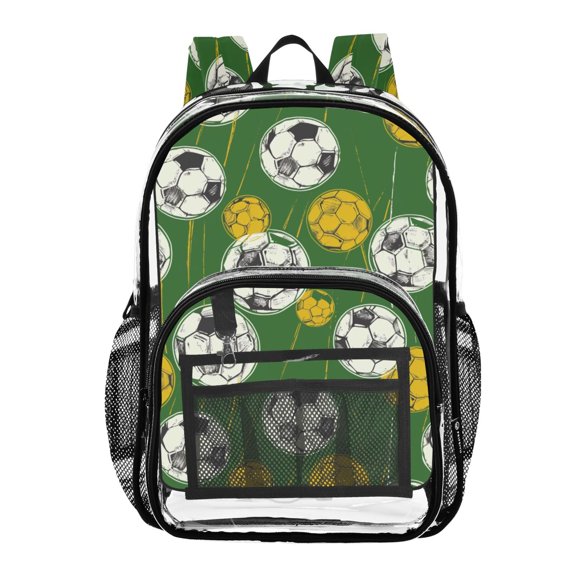 ALAZA Clear Backpack Football on Green PVC Transparent BookBag