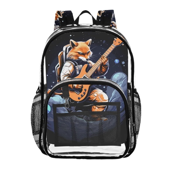ALAZA Clear Backpack Fox Play Guitar PVC Transparent BookBag