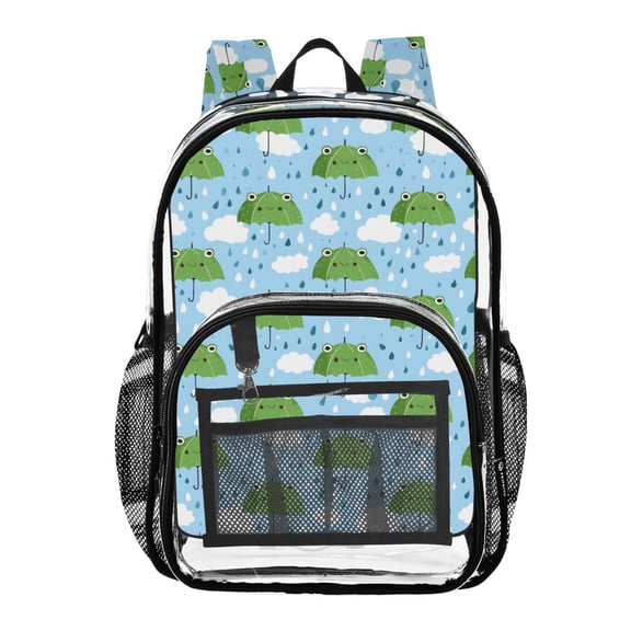 ALAZA Clear Backpack Frog Cartoon Umbrellas PVC Transparent BookBag