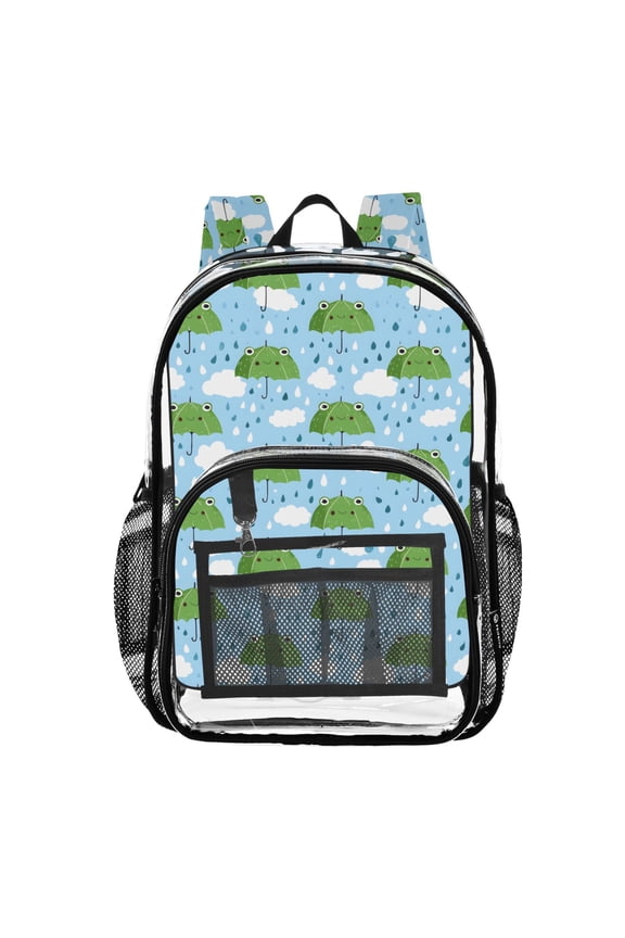Clear Backpack Frog Cartoon Umbrellas PVC Transparent BookBag