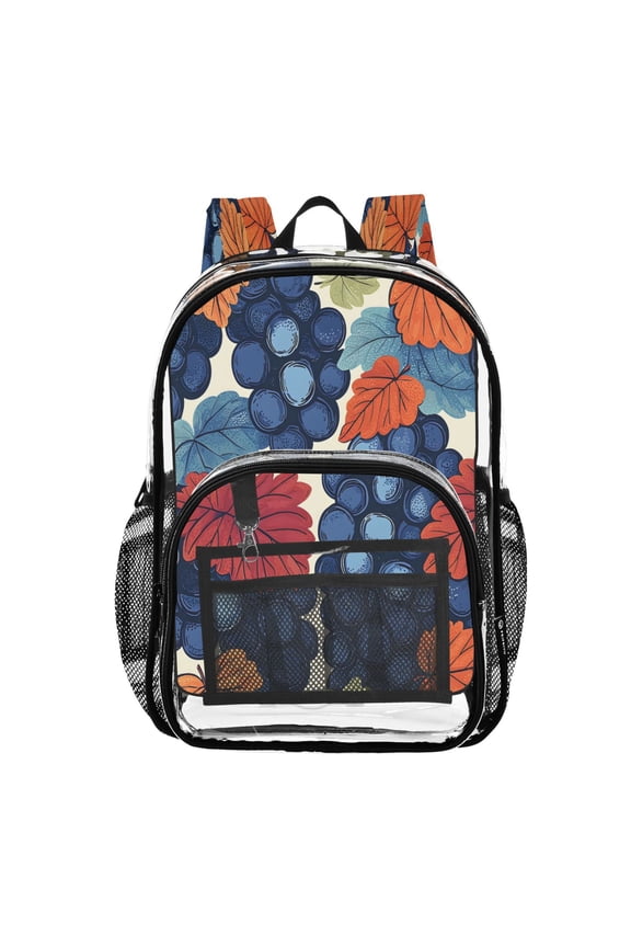 Clear Backpack Fruit Grapes PVC Transparent BookBag