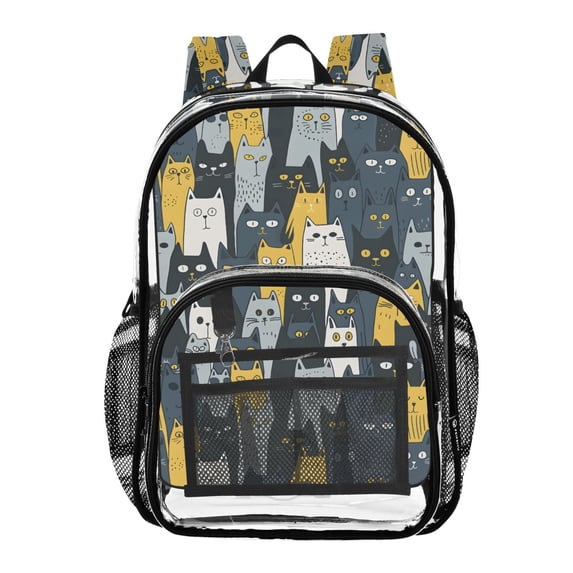ALAZA Clear Backpack Funny Cute Cats PVC Transparent BookBag