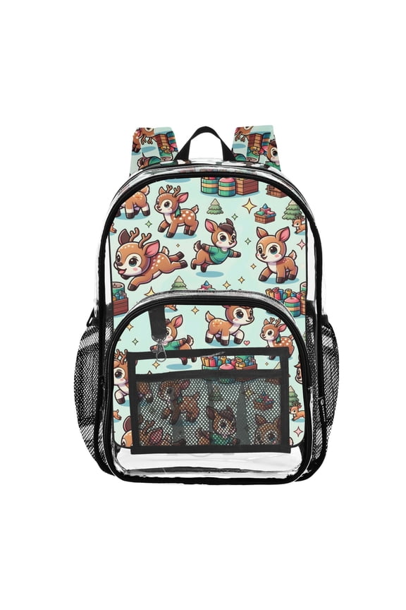 Clear Backpack Funny Deer with Gift PVC Transparent BookBag