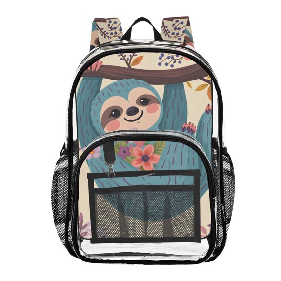 ALAZA Clear Backpack Funny Sloth PVC Transparent BookBag