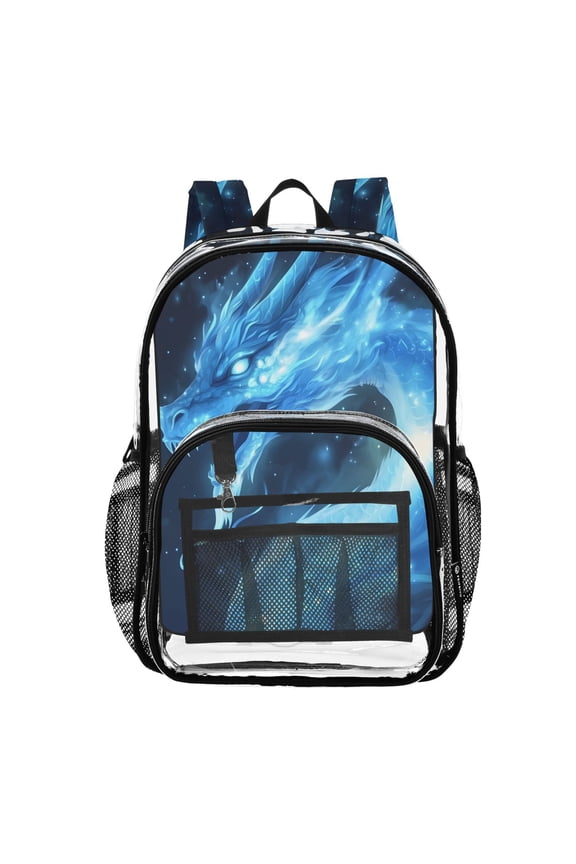 Clear Backpack Glitter Dragon PVC Transparent BookBag