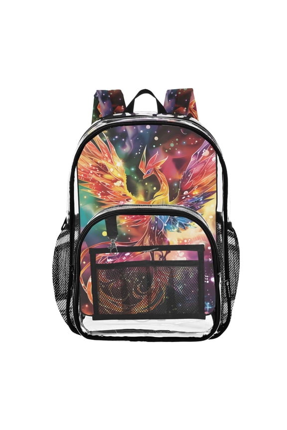 Clear Backpack Glitter Phoenix PVC Transparent BookBag