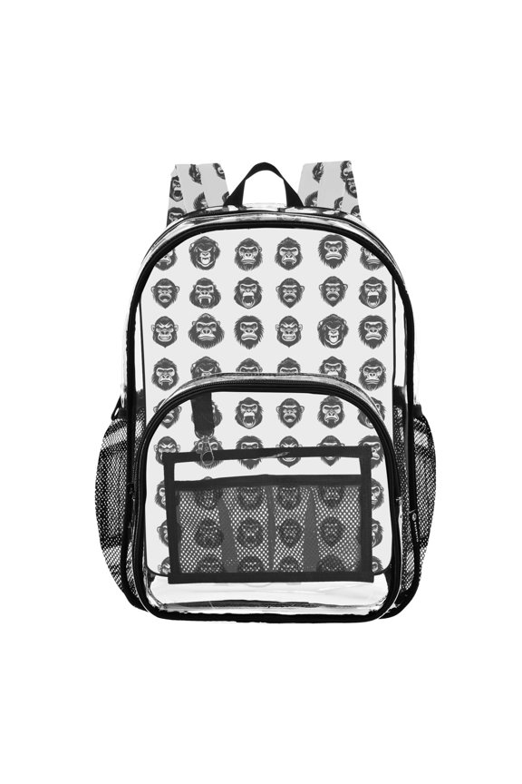 Clear Backpack Gorilla Pattern PVC Transparent BookBag
