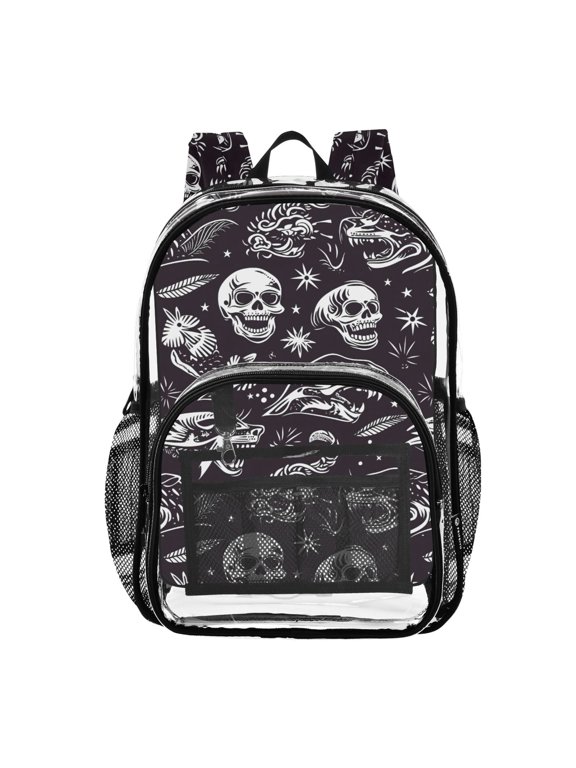 Clear Backpack Goth Skeletons PVC Transparent BookBag