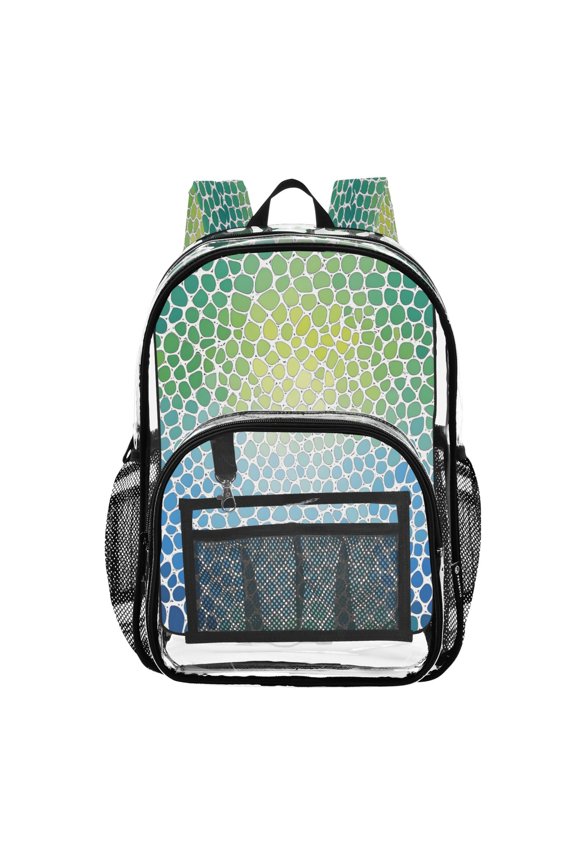 Clear Backpack Gradient Green and Blue PVC Transparent BookBag