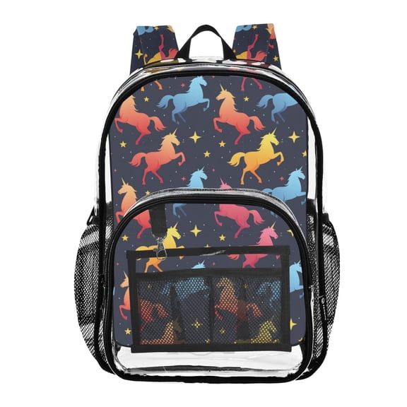 ALAZA Clear Backpack Gradient Unicorns Stars PVC Transparent BookBag