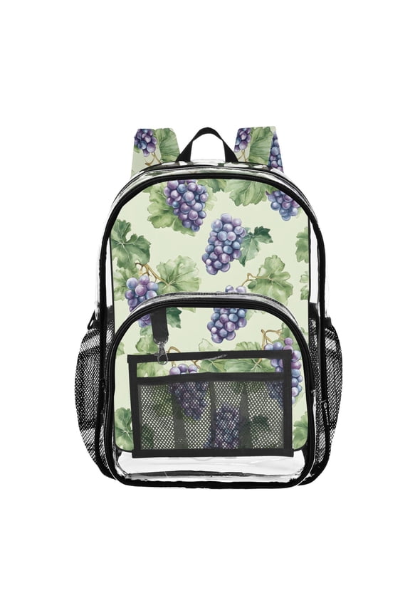 Clear Backpack Grape Leaves PVC Transparent BookBag