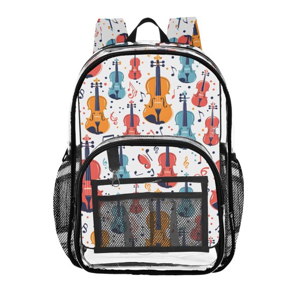 ALAZA Clear Backpack Guitar Music Notes PVC Transparent BookBag