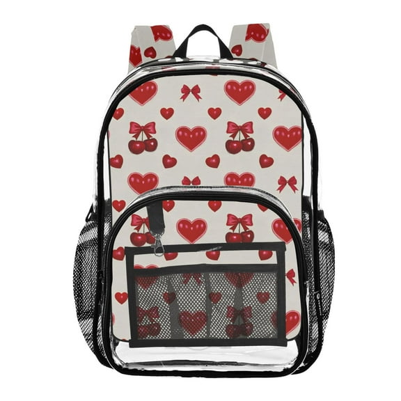 ALAZA Clear Backpack Hearts Cherry PVC Transparent BookBag