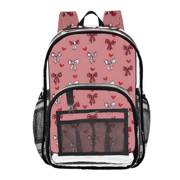 ALAZA Clear Backpack Hearts and Bows PVC Transparent BookBag