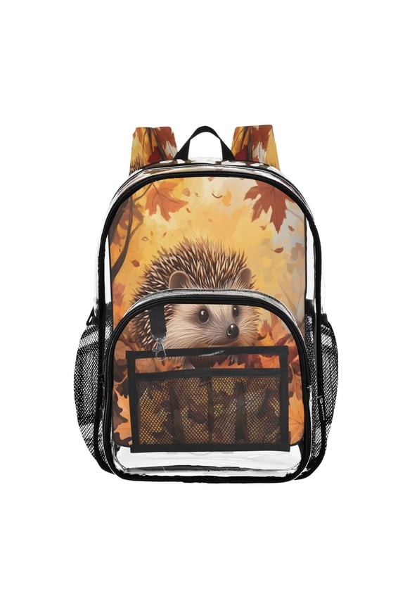 Clear Backpack Hedgehog Autumn PVC Transparent BookBag