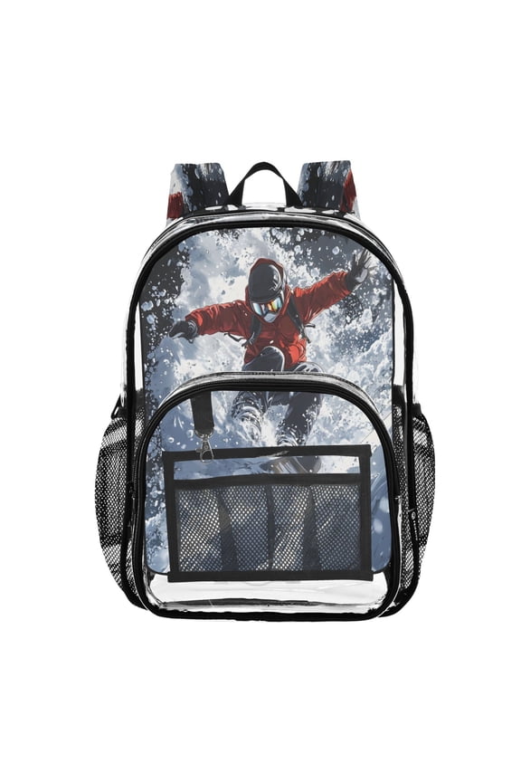 Clear Backpack Ice-skater PVC Transparent BookBag
