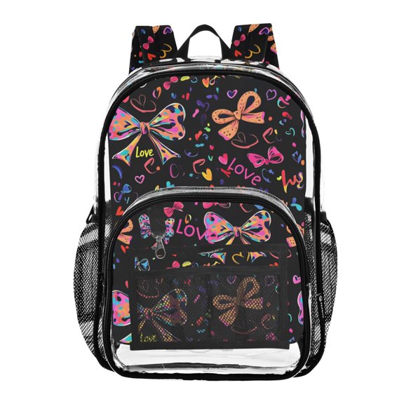 ALAZA Clear Backpack Leopard Bow PVC Transparent BookBag