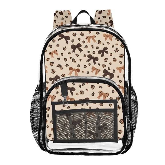 ALAZA Clear Backpack Leopard Bows PVC Transparent BookBag