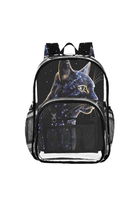 Clear Backpack Leopard with Shiny PVC Transparent BookBag