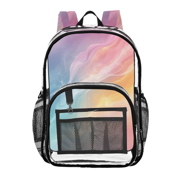 ALAZA Clear Backpack Liquid Pink Marble PVC Transparent BookBag