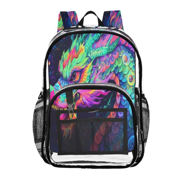 ALAZA Clear Backpack Magic Cool Dragon PVC Transparent BookBag