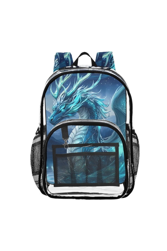 Clear Backpack Magic Dragon Wings PVC Transparent BookBag