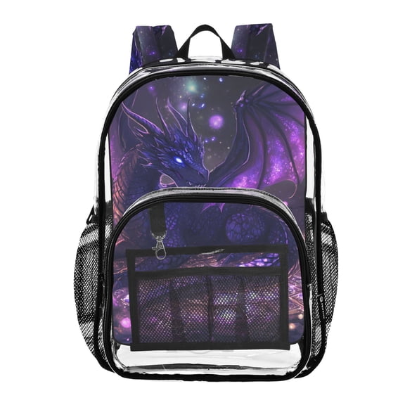ALAZA Clear Backpack Magic Purple Dragon PVC Transparent BookBag