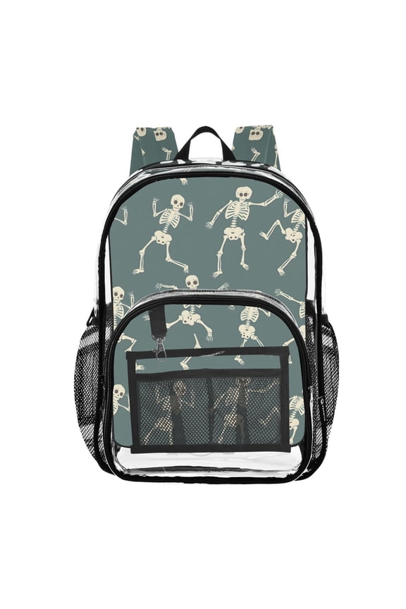 Clear Backpack Many Skeleton Dancing PVC Transparent BookBag